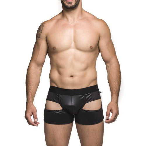 Cueca Boxer preta com abertura na coxa