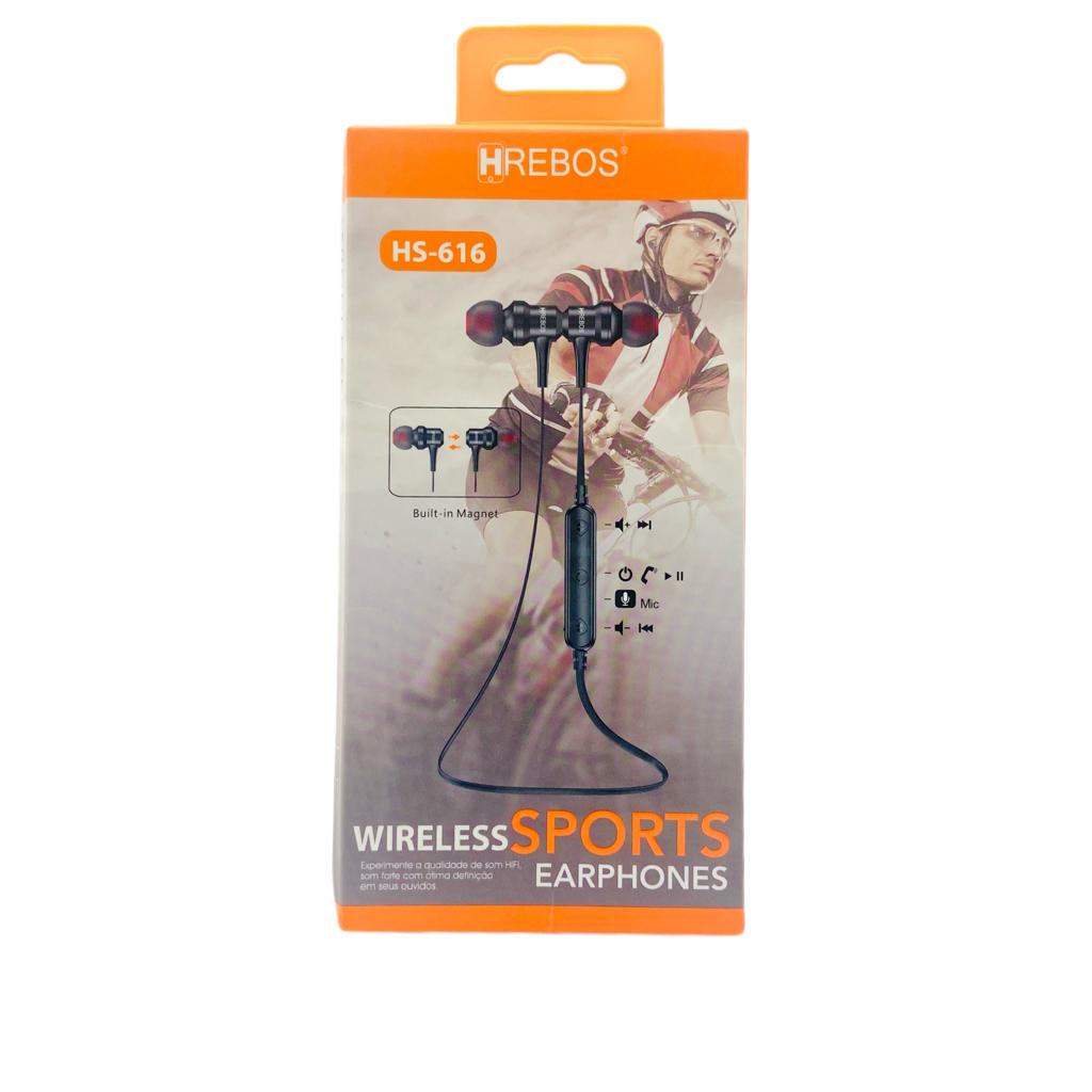 Fone de Ouvido Bluetooth Hrebos Esportivo HS-616
