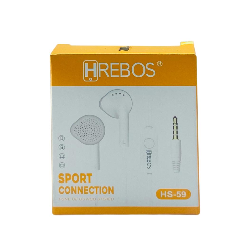 Fone de Ouvido P2 Hrebos Com Fio Branco HS-59