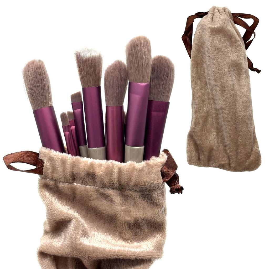 Kit Completo com 12 Pinceis de Maquiagem Make Com Saquinho de Veludo