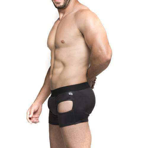 Cueca Boxer preta com abertura na coxa