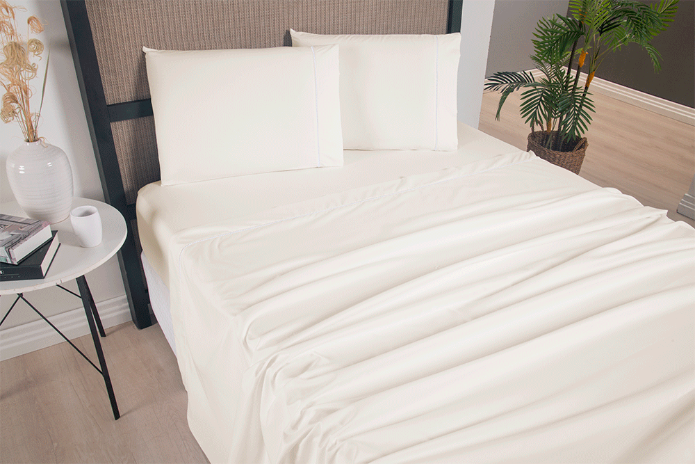 Jogo de Lençol Versatile Ponto Palito Completo 4 Peças Casal Micropercal  - Palh