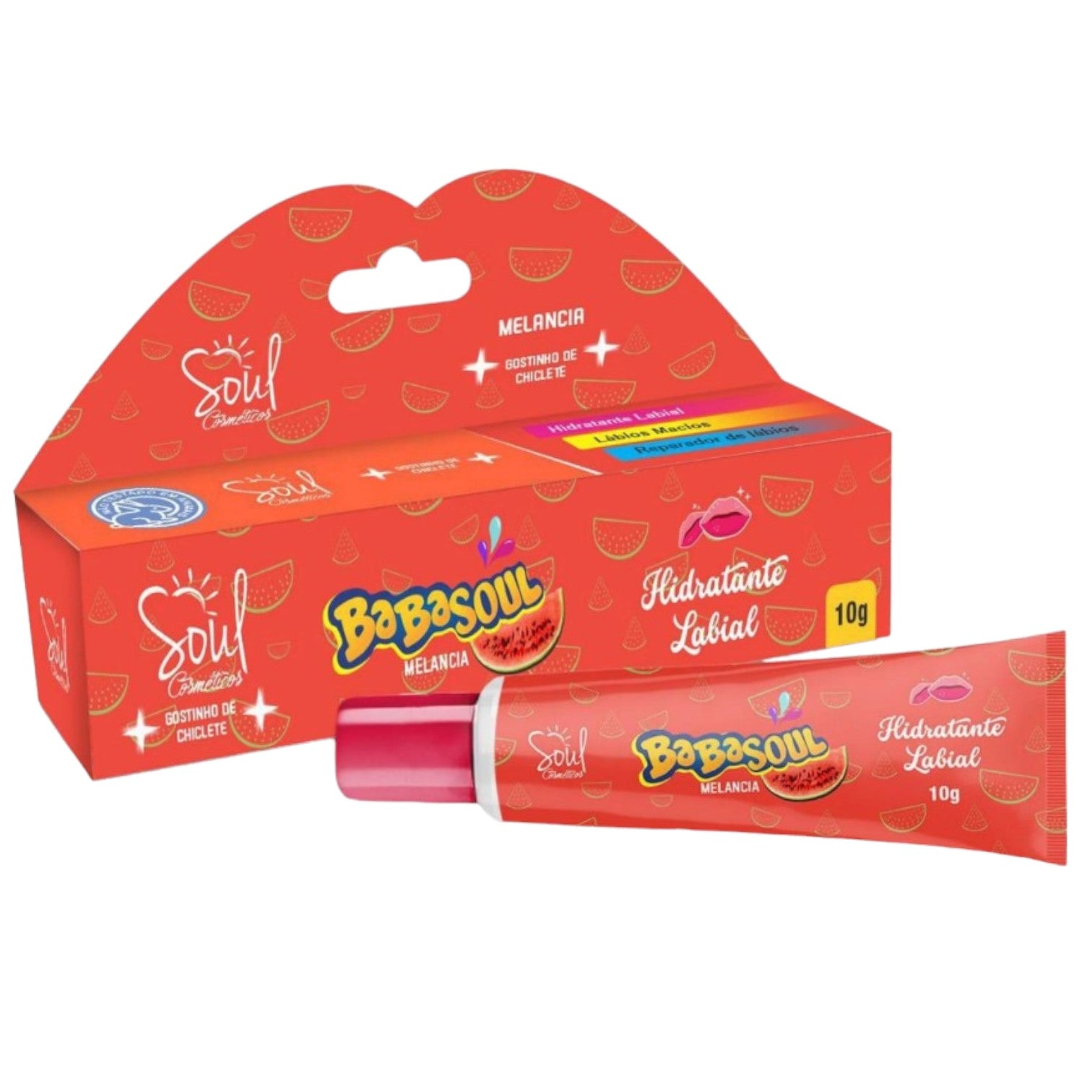Hidratante Labial Gostinho de Chiclete Melancia Babasoul Soul Cosméticos