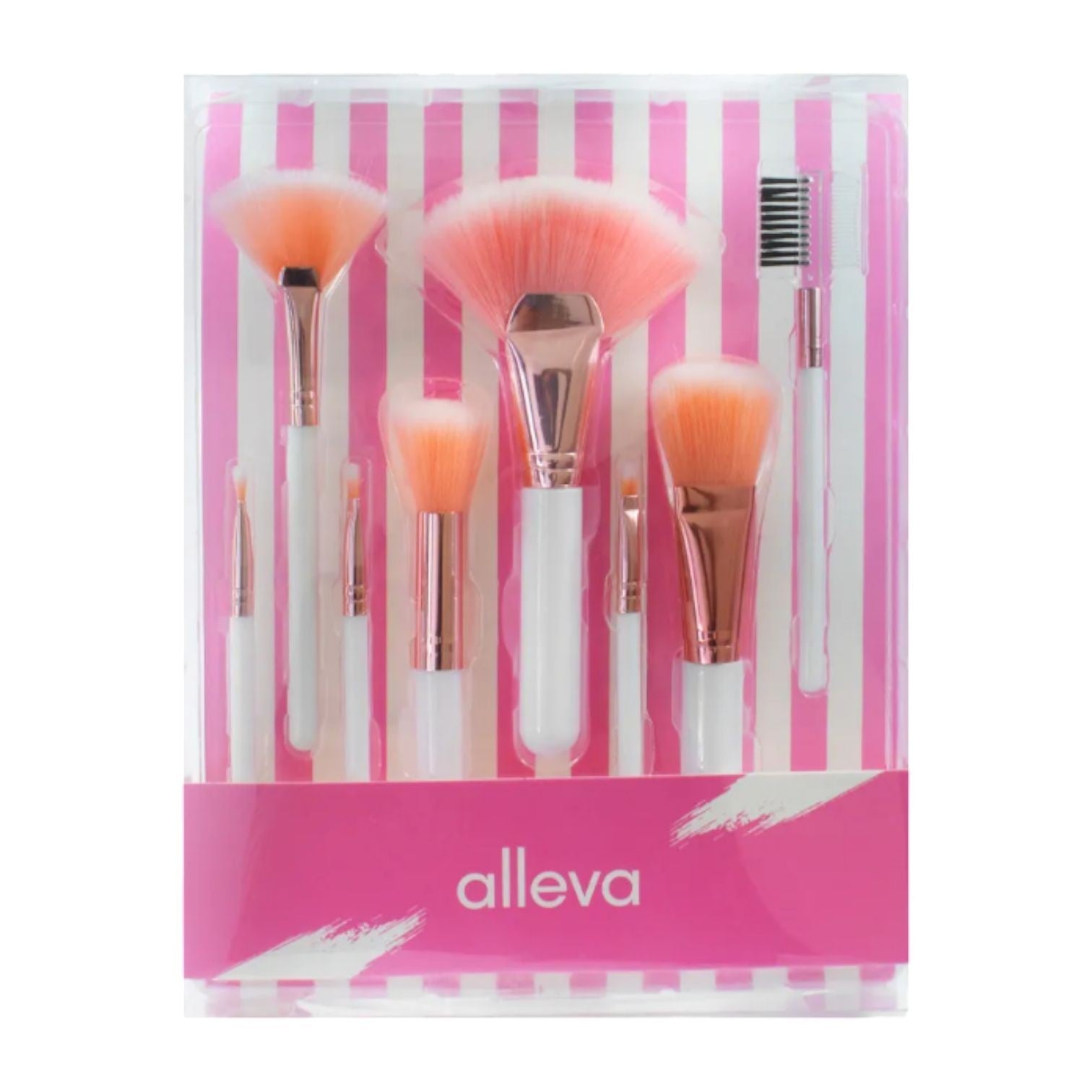 Kit Com 8 Pincéis Para Maquiagem Alleva Cores:Preto