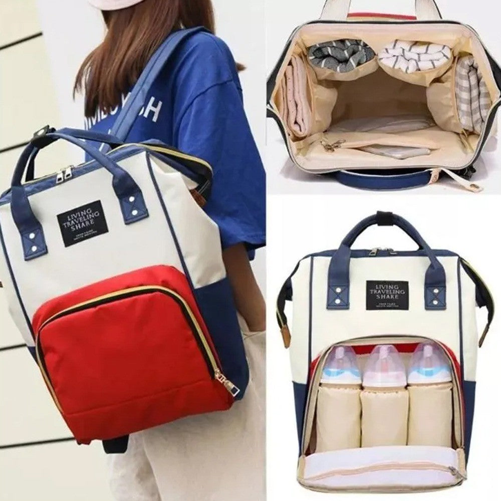 Mochila / Mala / Bolsa Maternidade / Multiuso Multifuncional Mamadeira Azul e Vermelho