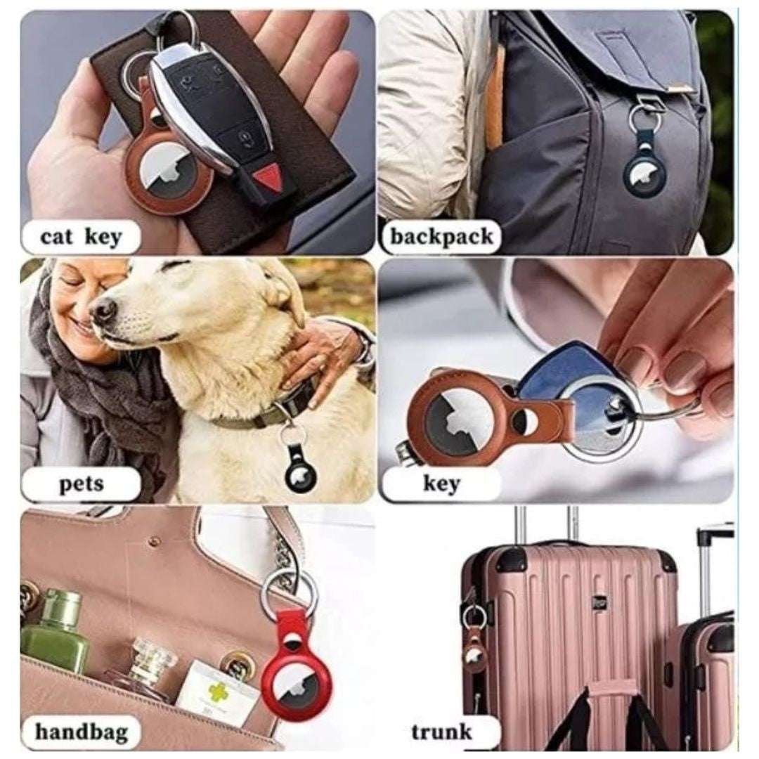 Capa de Couro para AirTag Cor :Cinza