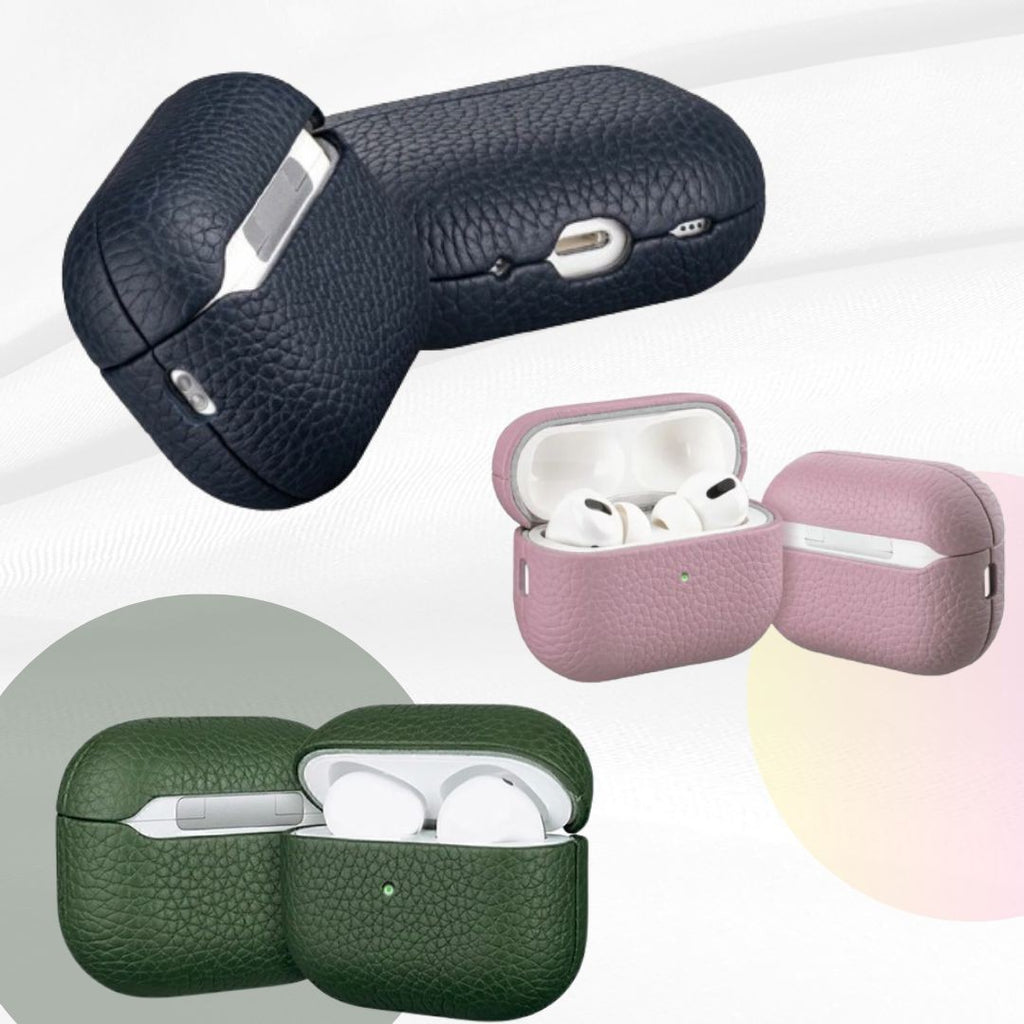 Capa Couro Premium para AirPods Pro Cor :Bege