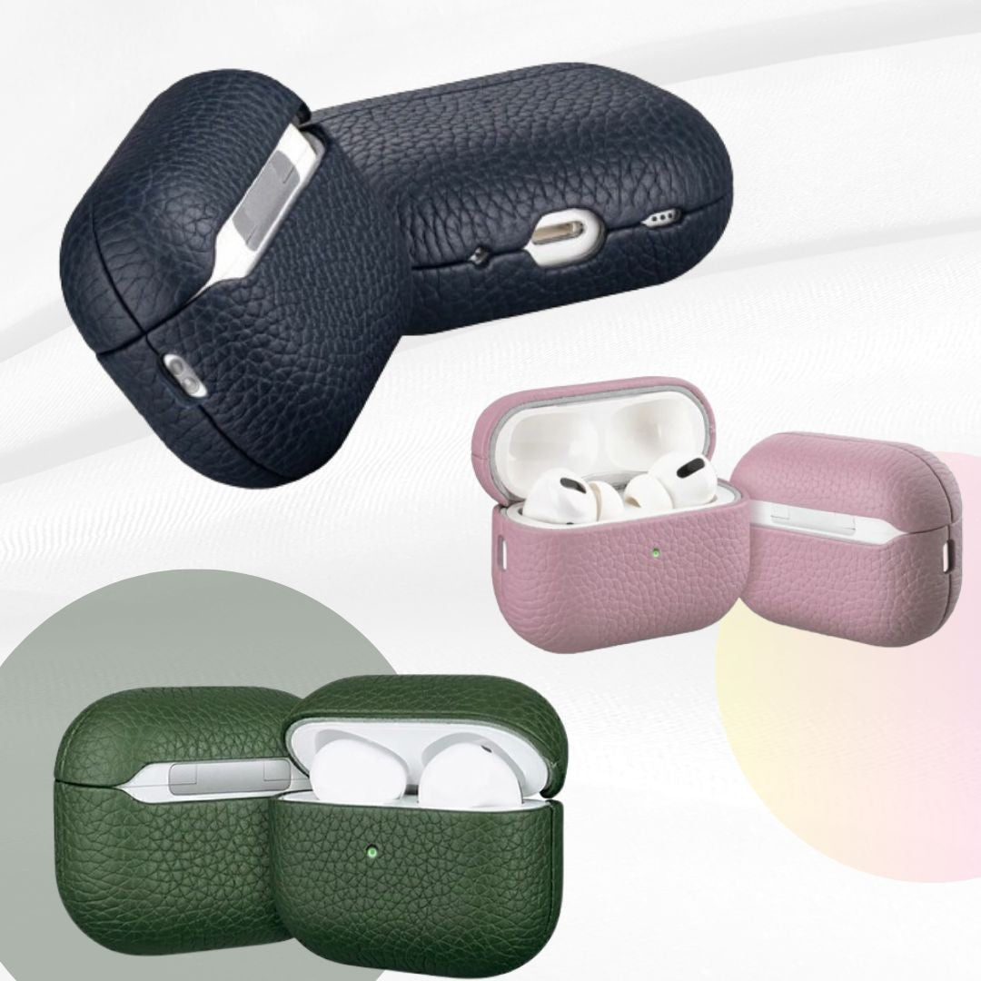 Capa Couro Premium para AirPods Pro Cor :Bege
