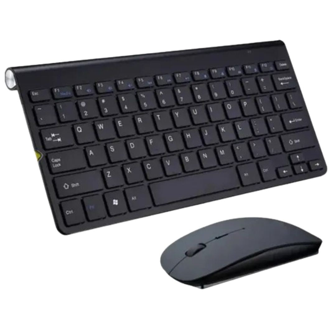 Mini Teclado Sem Fio Compacto e Mouse USB Wireless - ABNT2 Cor:Preto