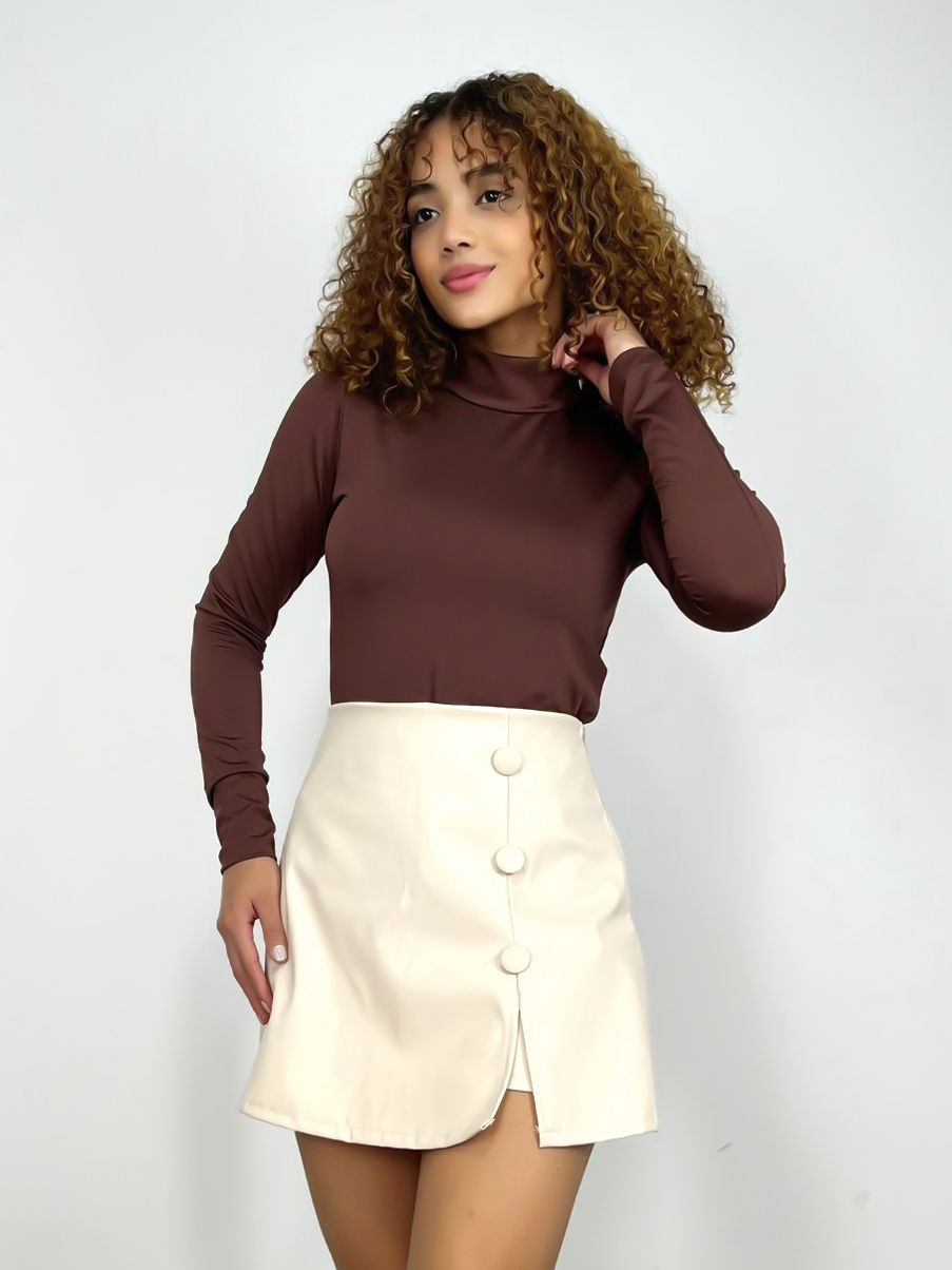 Body Feminino em Suplex Manga Longa com Gola Lavinia Ref. 1487