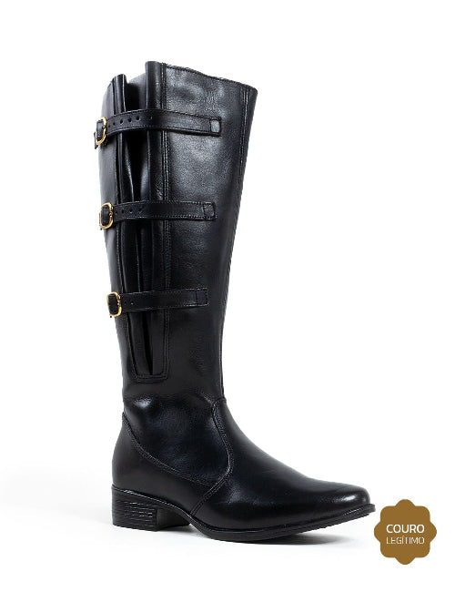 Bota em couro sintético preto