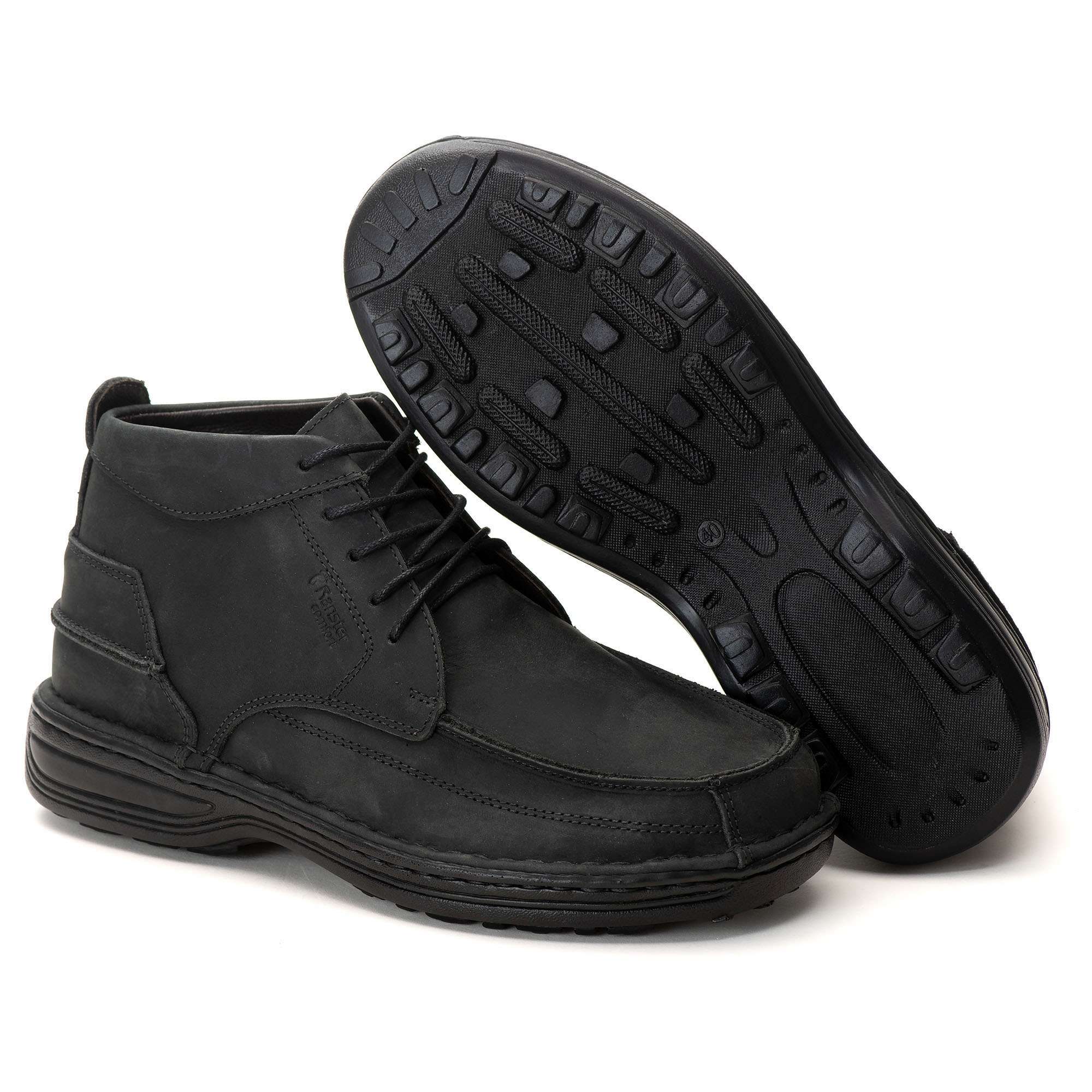 Coturno Casual Conforto Couro Preto