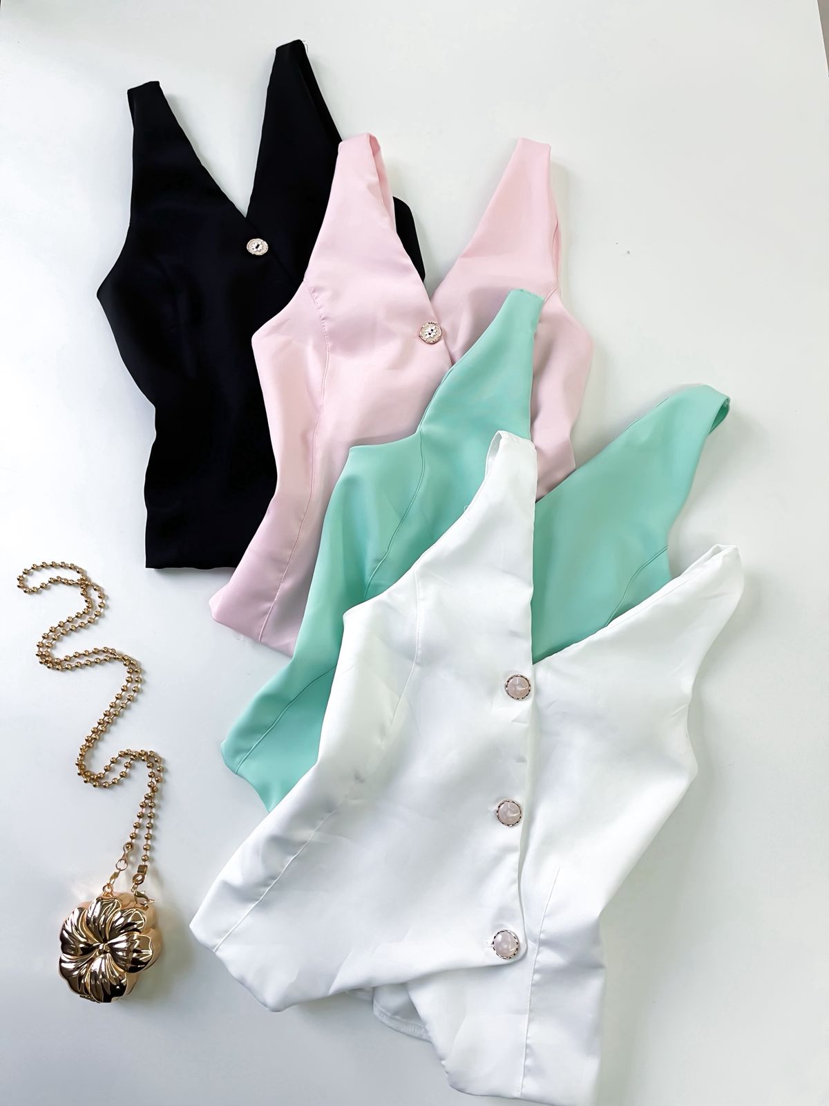 Colete em Alfaiataria de Alça com Lastex Cintia Ref. 1665