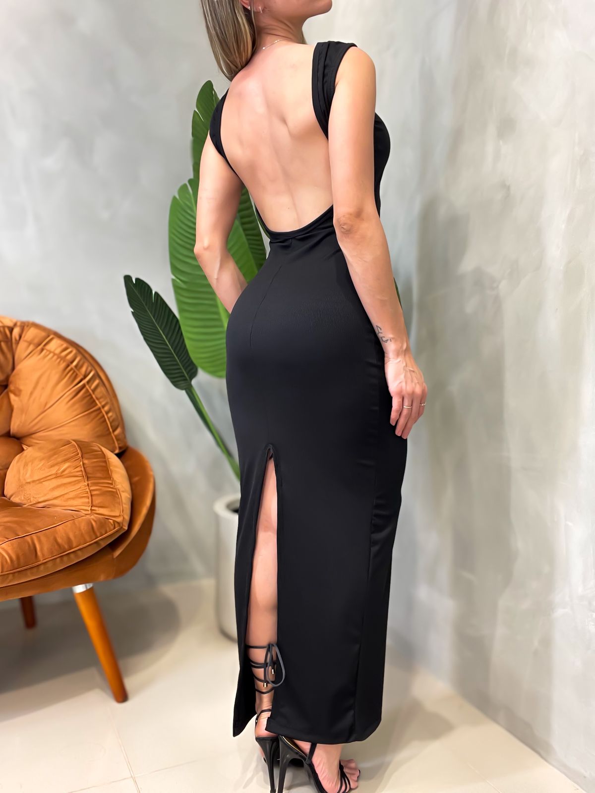 Vestido Longo em Ribana Regata Costas Nua Rafaela Ref. 1667