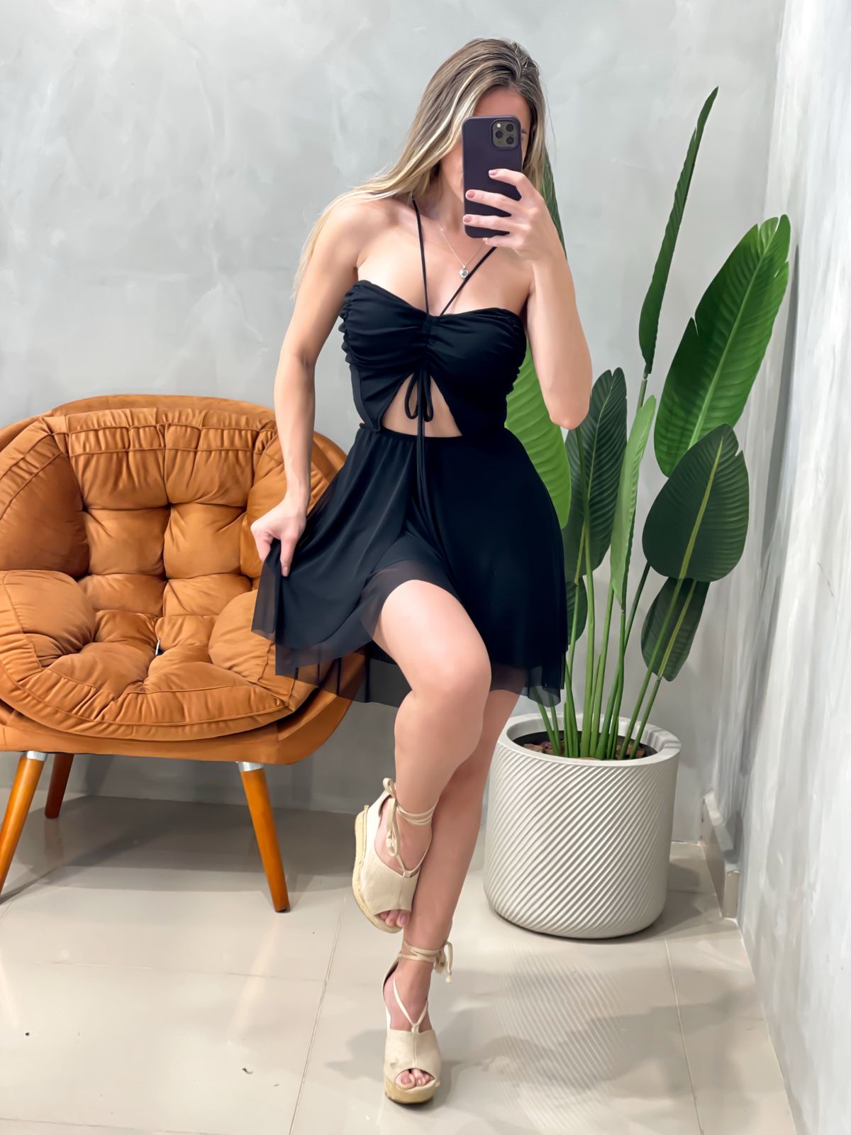 Macaquinho em Tule Costas Nua com Amarração Sabrina Ref. 1705