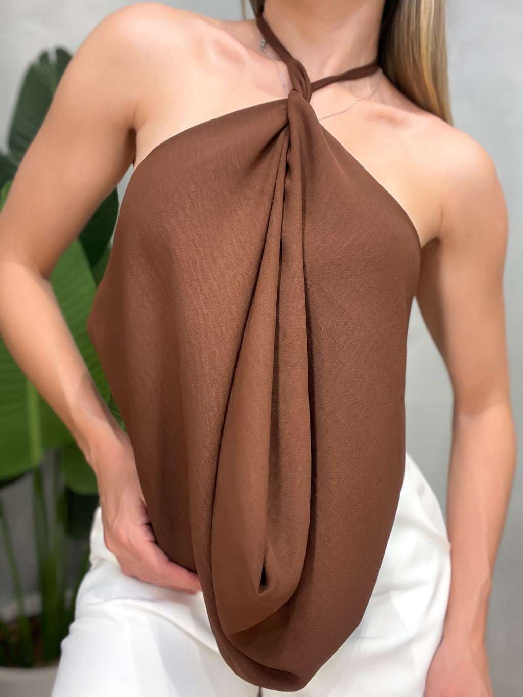 Cropped em Duna Retangular com Amarração Multiformas Jaqueline Ref. 1740