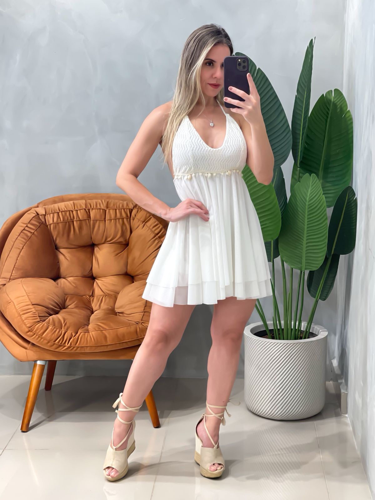 Macaquinho em Tule com Renda e Detalhe de Búzios Sabrina Ref. 1773