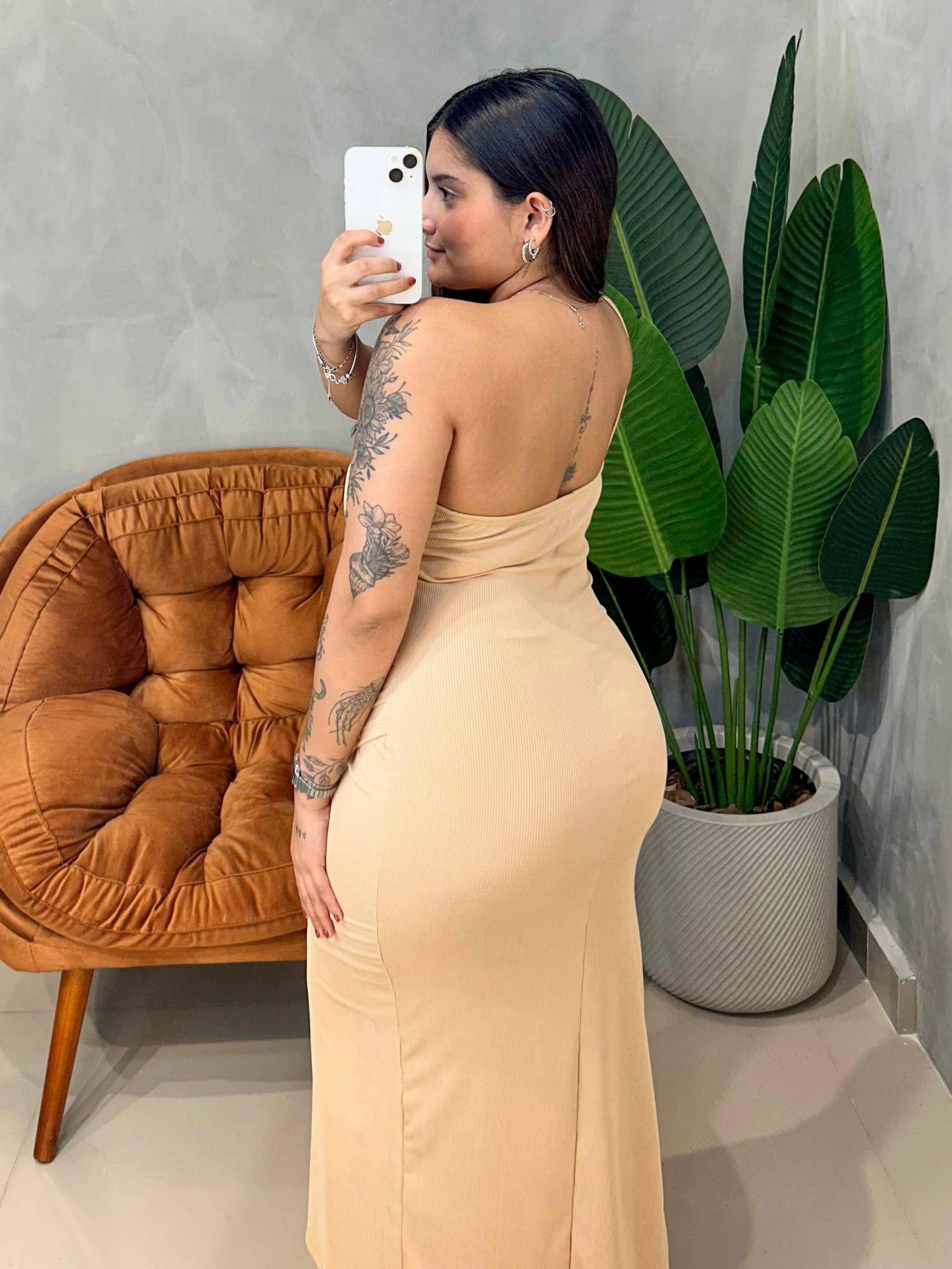 Vestido Midi em Ribana Alça Única Transpassado Roberta Ref. 1762